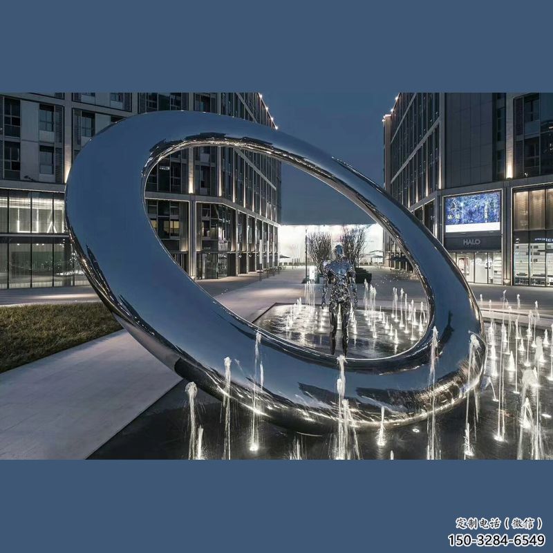 操場(chǎng)圓環(huán)雕塑，鏤空景觀雕塑，噴砂制造