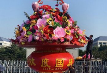 景區花籃雕塑，仿真歐式雕塑，鐵藝材質