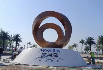 街道圓環(huán)雕塑，鍛造景觀雕塑，古銅效果