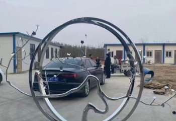 圓環雕塑，鏤空景觀雕塑，抽象效果
