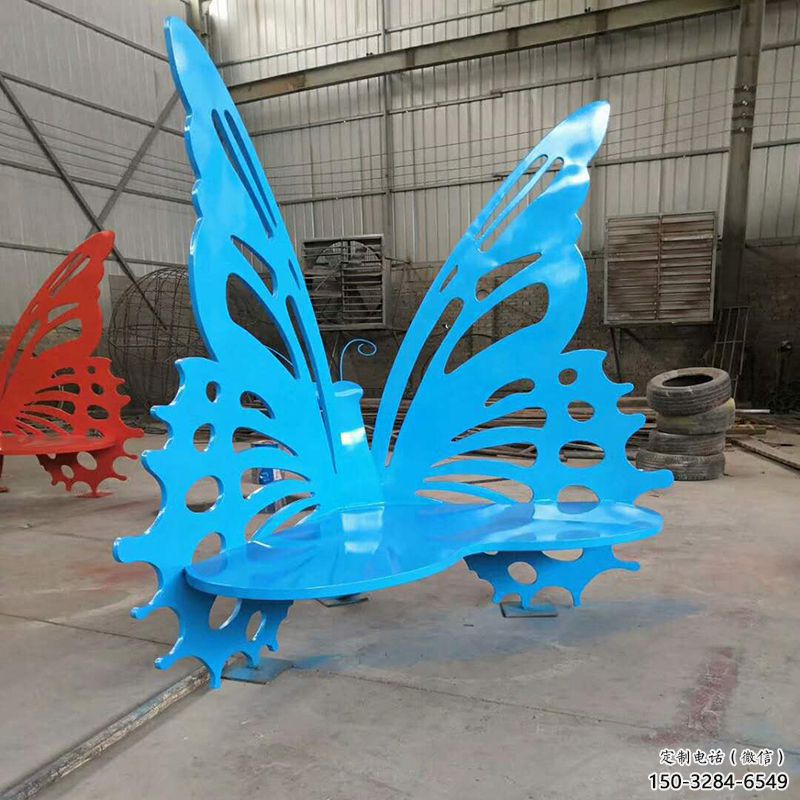 蝴蝶座椅雕塑 公園草地擺件 烤漆雕塑