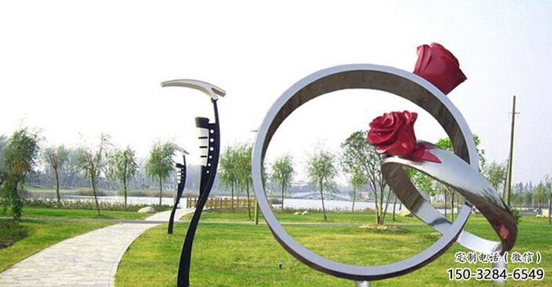 戶(hù)外戒指雕塑 噴漆景觀小品 燈光雕塑