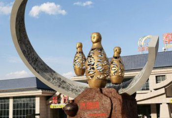 公園酒瓶雕塑，噴砂發(fā)光雕塑，鍛造工藝