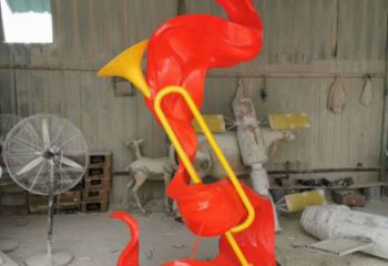 噴漆軍號雕塑 中式村口小品 草地雕塑