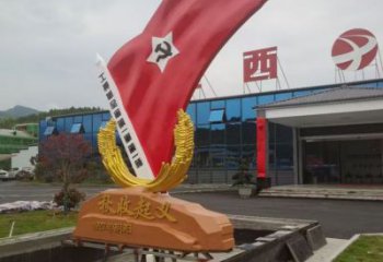 國旗雕塑，革命黨建雕塑，黨建擺件