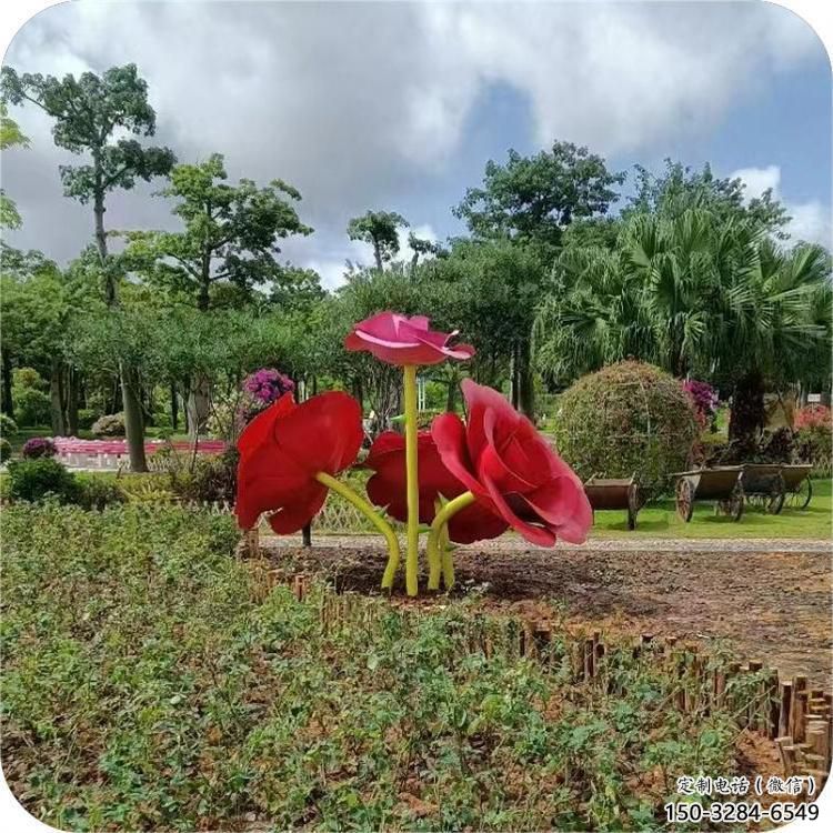 房地產玫瑰雕塑 現代景觀擺件 幾何雕塑
