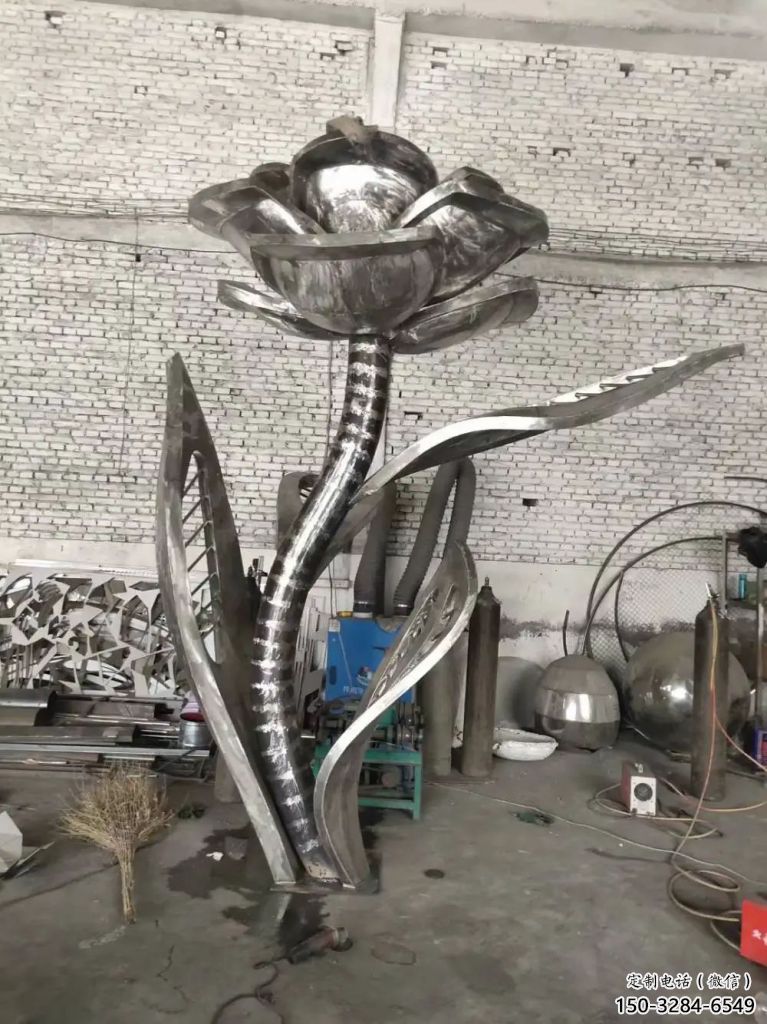 住宅小區(qū)玫瑰雕塑 啞光景觀擺件 公園雕塑