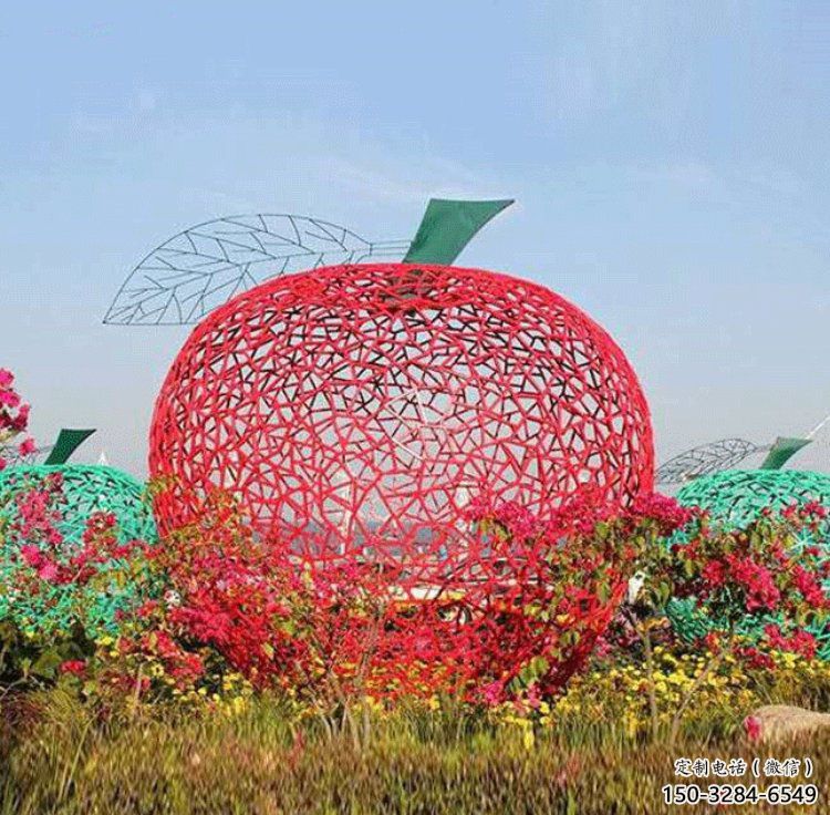 鏤空蘋果雕塑 廣場(chǎng)水果雕塑 門口小品