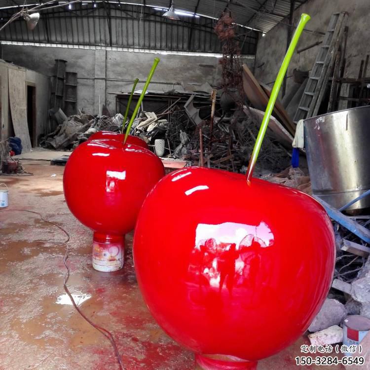 噴漆櫻桃雕塑制造商 中式村口水果雕塑 草地雕塑