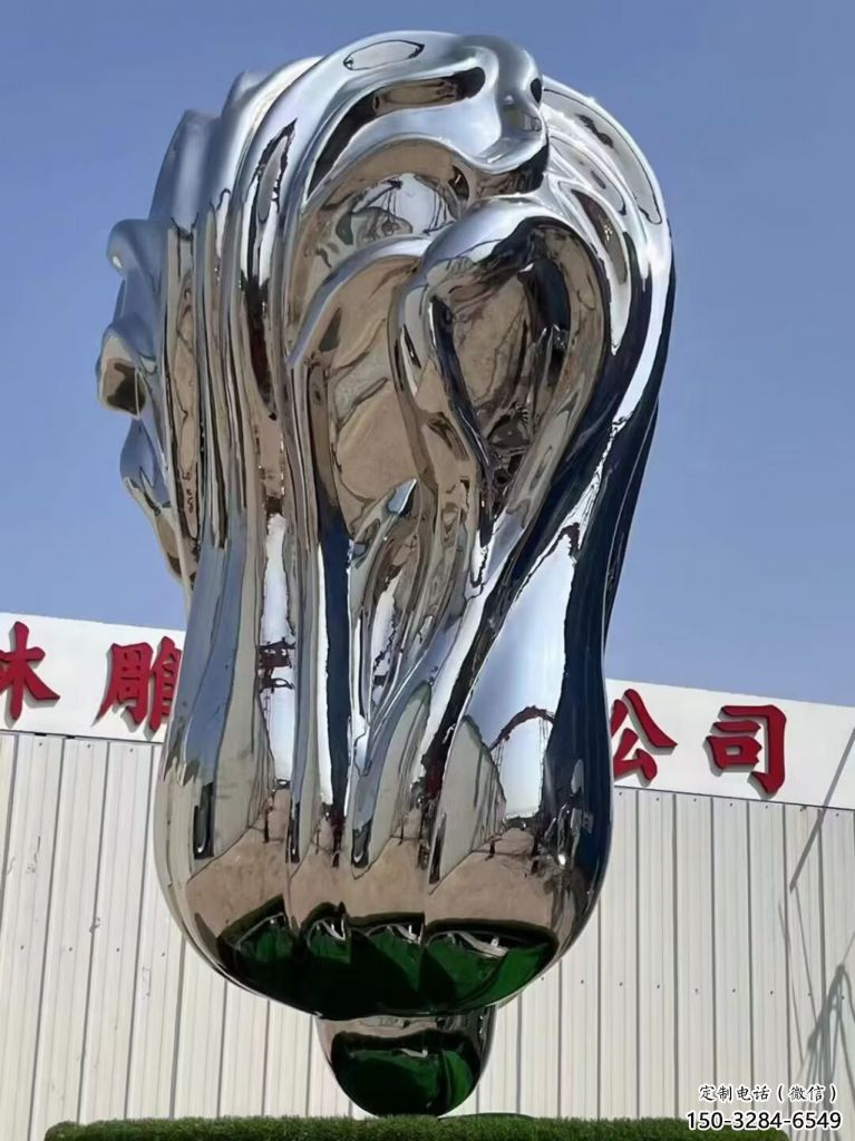 街道白菜雕塑 現代景觀蔬菜雕塑 鏡面果蔬雕塑