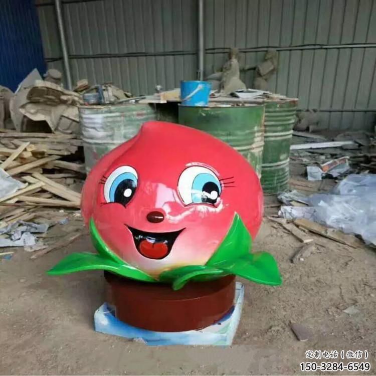 街道水蜜桃雕塑 現代景觀水果雕塑 彩繪果蔬雕塑