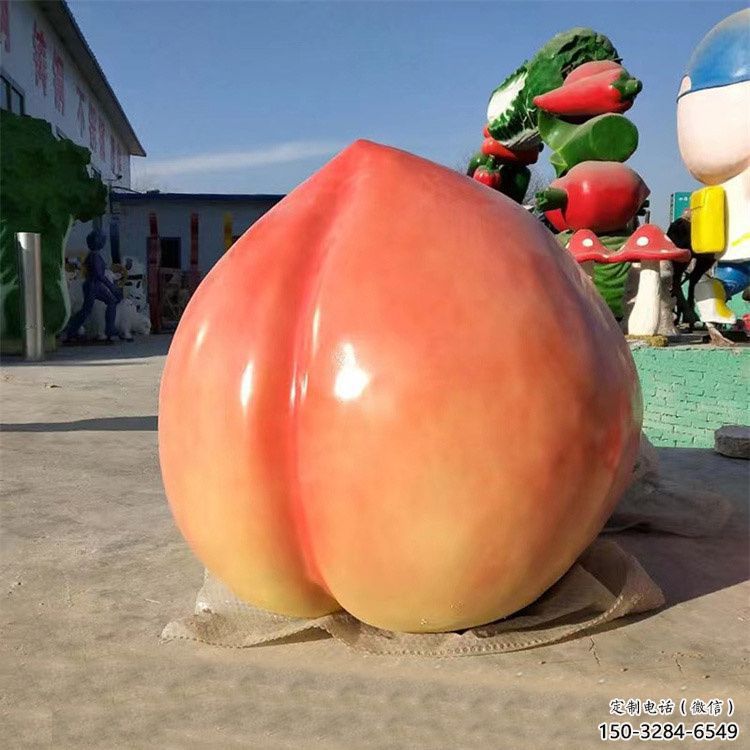 室內水蜜桃雕塑 仿真景觀水果雕塑 大型果蔬雕塑