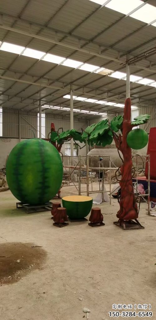 城市西瓜雕塑 風景區彩繪雕塑 抽象擺件