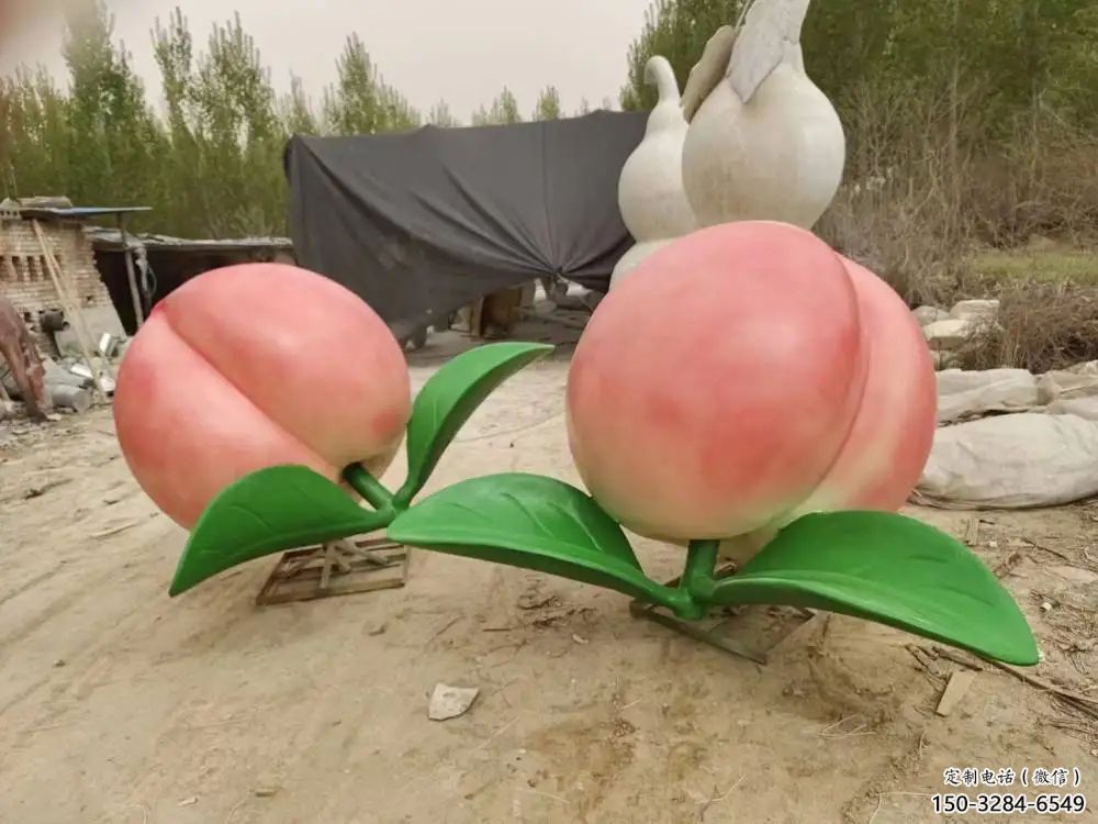 步行街桃子雕塑 游樂場(chǎng)果蔬雕塑 鑄造水果雕塑