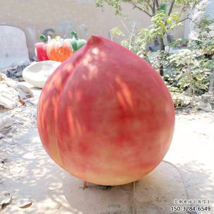 商業(yè)街桃子雕塑 烤漆果蔬雕塑 彩繪水果雕塑