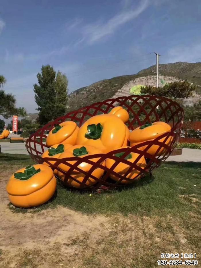 店門口柿子雕塑 創(chuàng)意景觀雕塑 仿真擺件