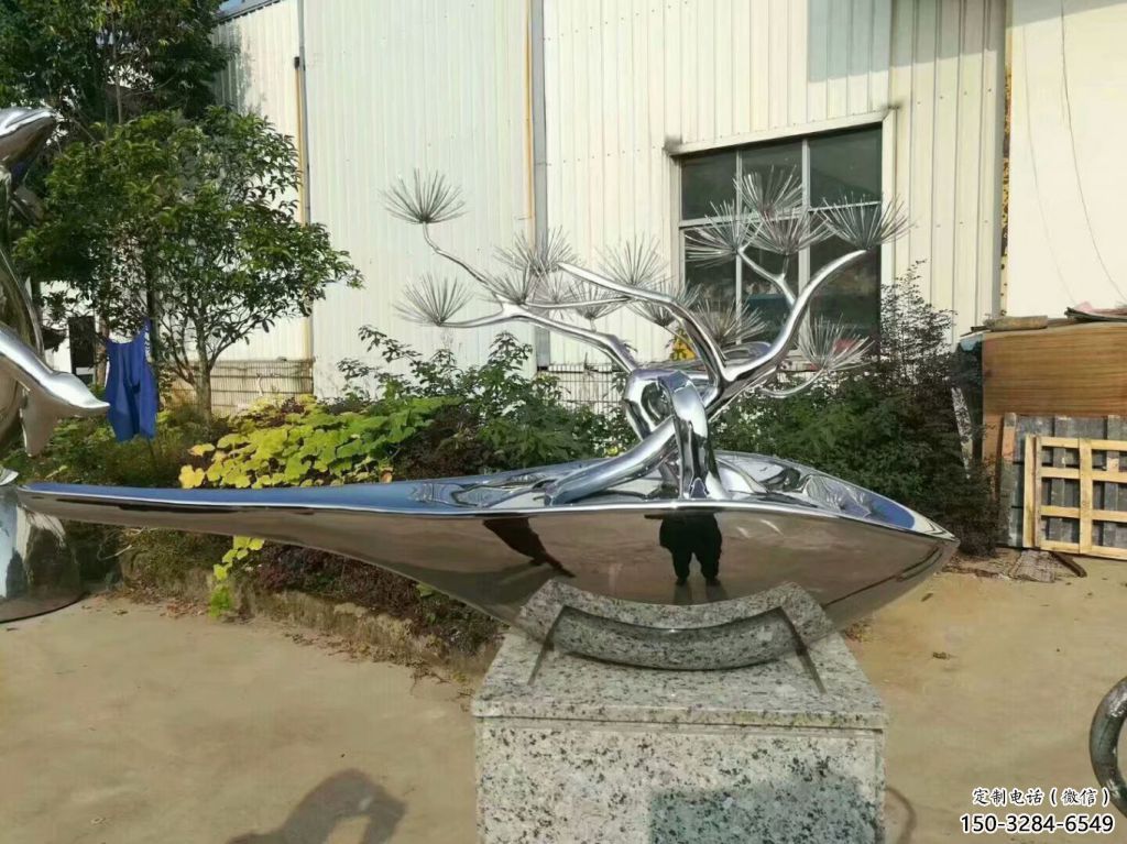 酒店松樹雕塑 景觀美陳大樹雕塑 現(xiàn)代植物雕塑