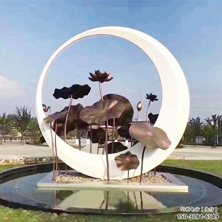 戶外荷葉雕塑 噴漆植物雕塑 燈光花卉雕塑