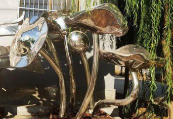 草地荷葉雕塑 現代校園植物雕塑 大型花卉雕塑