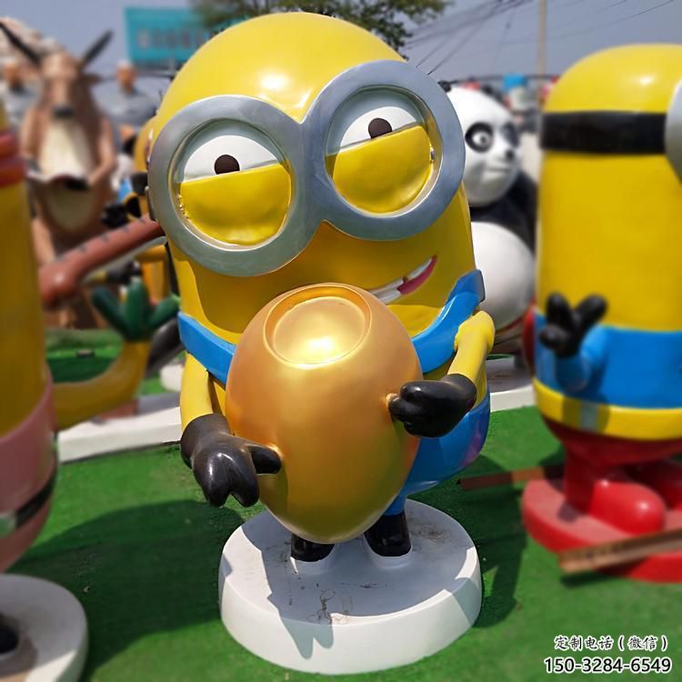 別墅區小黃人雕塑 大型別墅區動漫雕塑 彩繪卡通雕塑