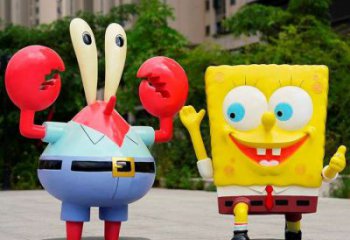 景觀海綿寶寶雕塑 剪影卡通雕塑 商業(yè)街動漫雕塑