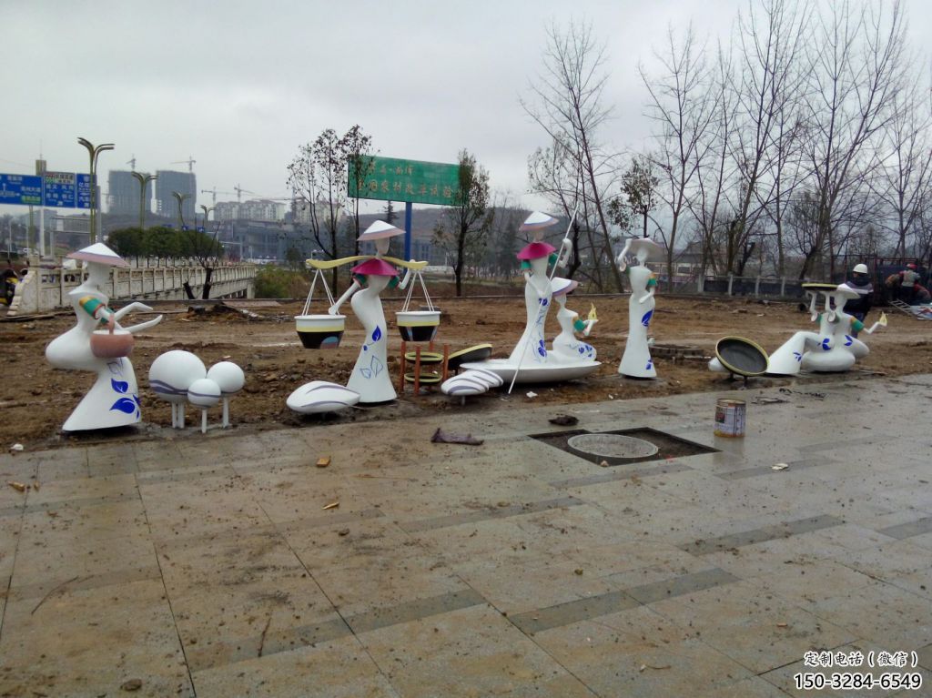 庭院仕女雕塑 城市彩繪雕塑 古代小品