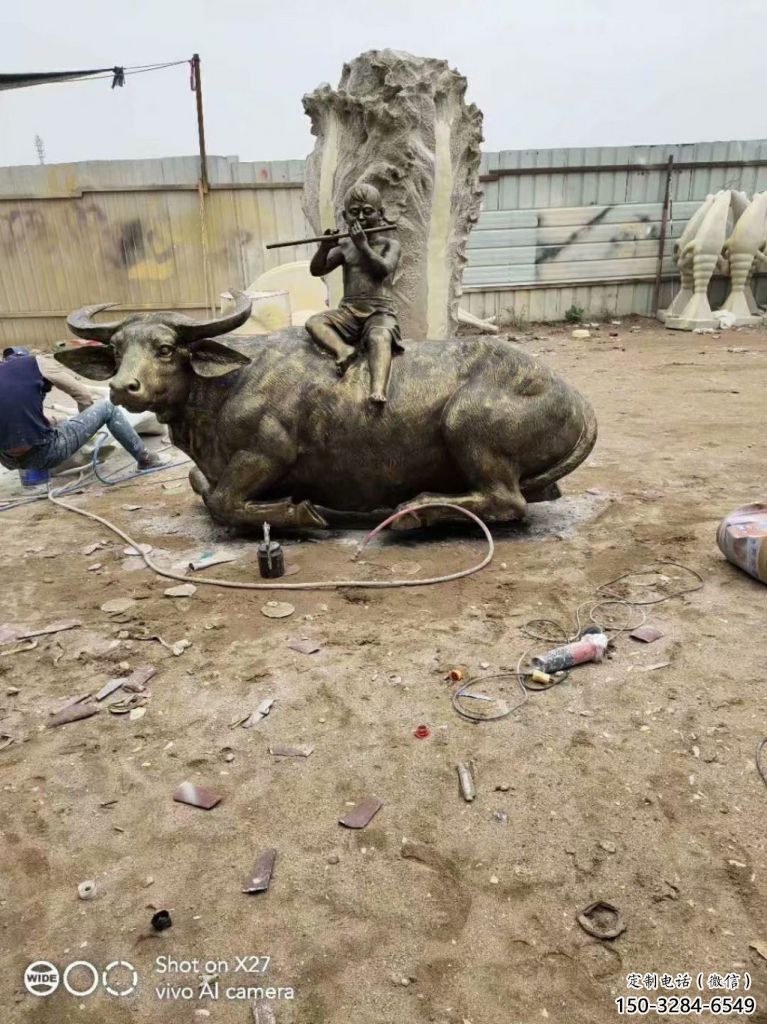 牧童雕塑廠家 仿真景觀鑄銅雕塑 烤漆民俗雕塑