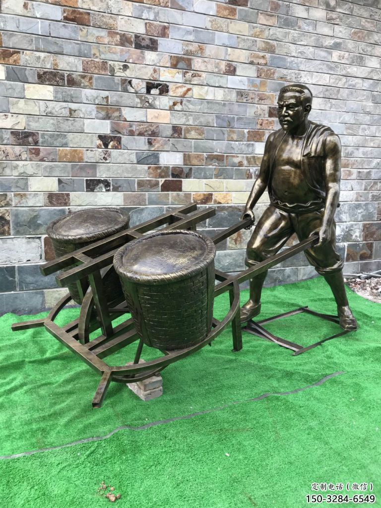 民俗獨輪車雕塑 酒店公園雕塑 風景區擺件