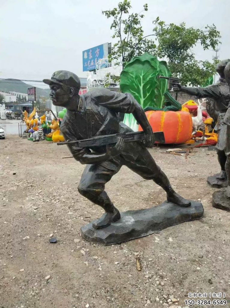 鑄銅武警雕塑 公園警察雕塑 鑄銅戰(zhàn)士雕塑