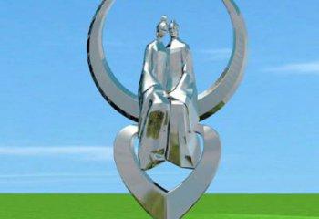 創(chuàng)意牛郎織女雕塑 鏡面神話雕塑 公園雕塑