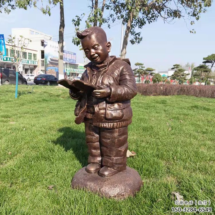 別墅區(qū)小孩子雕塑 大型別墅區(qū)玩耍雕塑 黃銅童趣雕塑