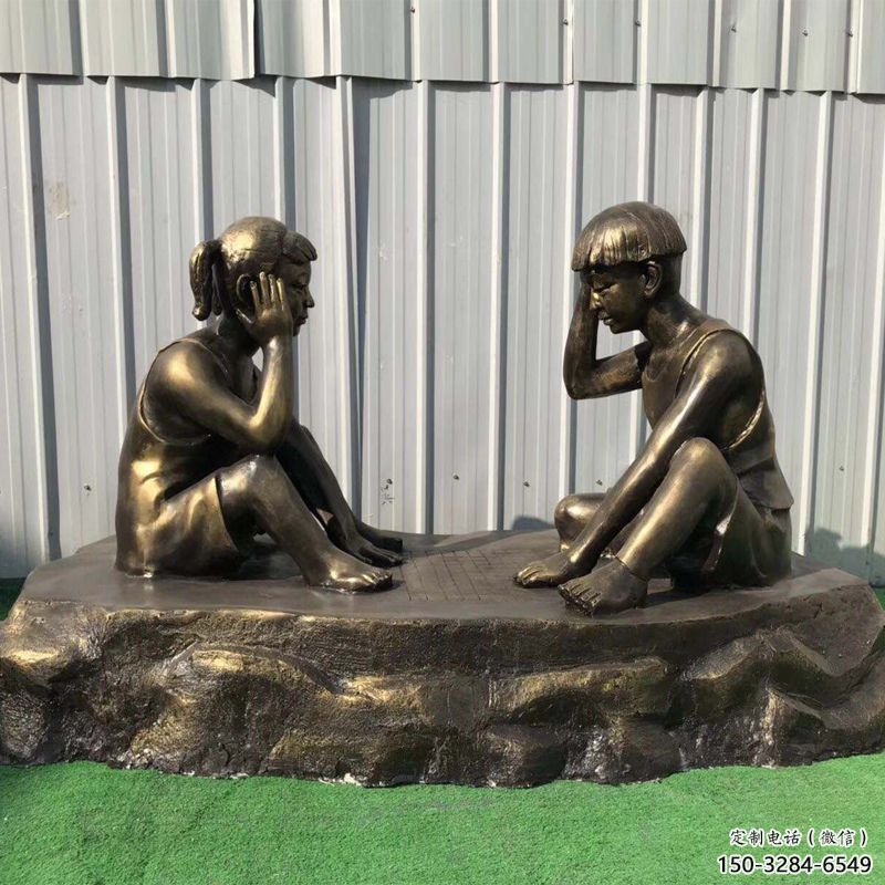 鑄銅小孩子雕塑 仿真景觀兒童雕塑 景觀童趣雕塑