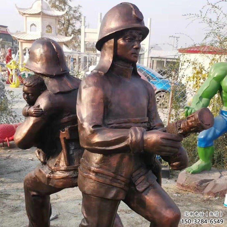 創意消防員雕塑 步行街店門口雕塑 民俗小品