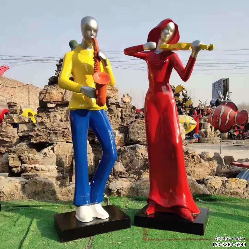 吹拉彈唱雕塑 鑄造公園音樂(lè)雕塑 水景音樂(lè)人雕塑