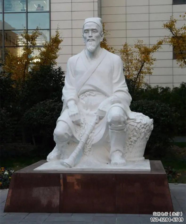 戶外李時珍雕塑 噴漆景觀古代雕塑 燈光名醫雕塑