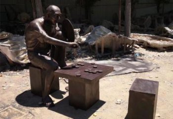 步行街下象棋雕塑 游樂場雕塑 鑄造民俗雕塑