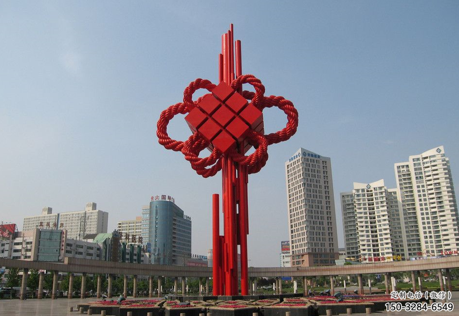 庭院中國結雕塑廠家，烤漆工藝制作，民俗文化標識