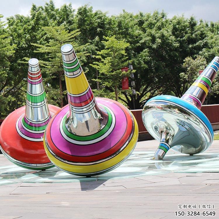 廣場陀螺雕塑廠家，抽象景觀擺件，不銹鋼材質雕塑