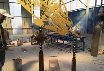 幾何扇子雕塑 發(fā)光公園雕塑 大門口扇形雕塑