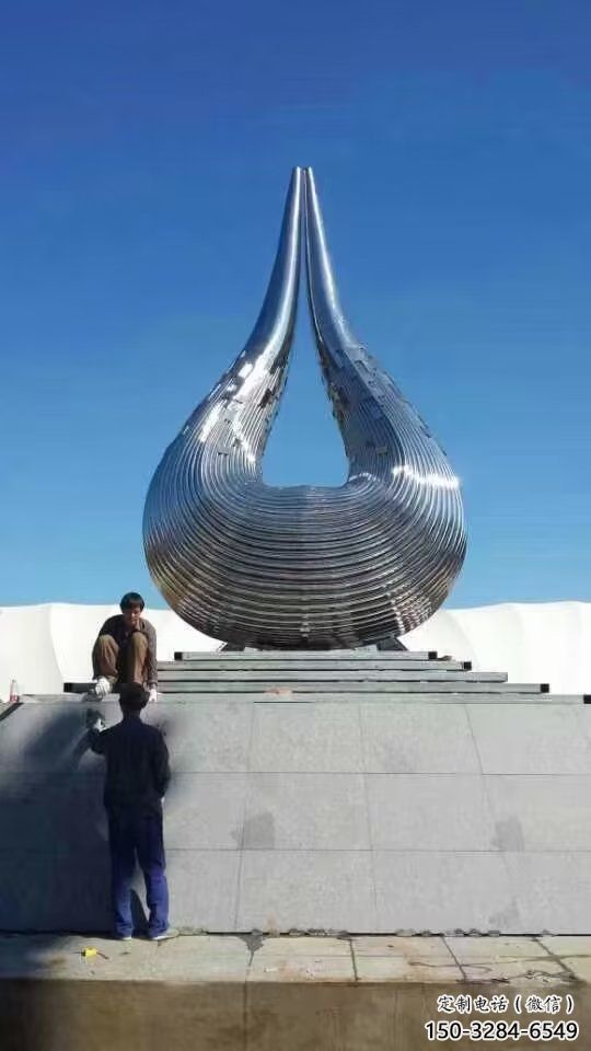 戶外水珠雕塑 噴漆淚滴雕塑 燈光雕塑