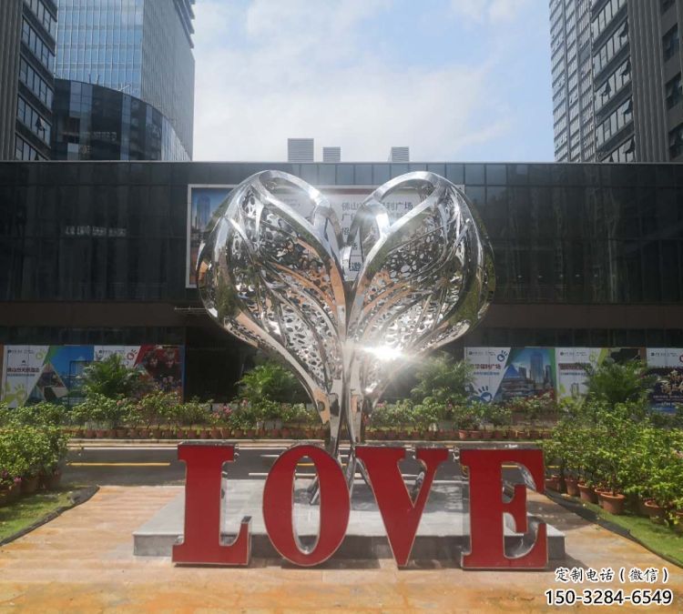 街道心形雕塑 現代桃心雕塑 彩繪愛情雕塑