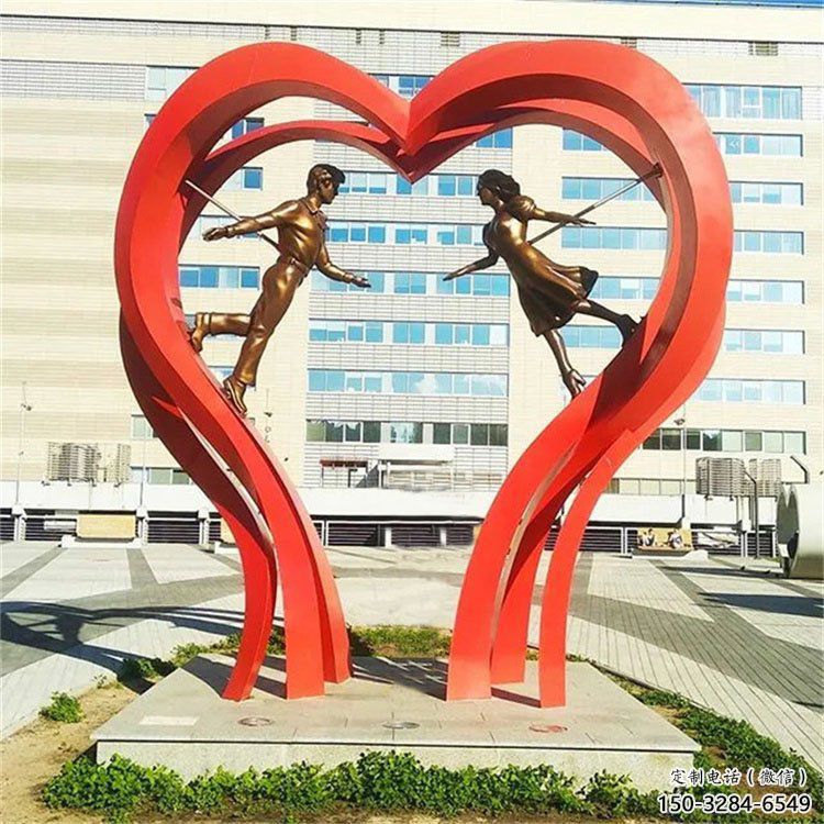 商業街心形雕塑 烤漆雕塑 彩繪愛情雕塑
