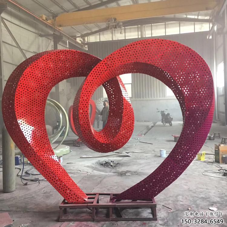 酒店雙心雕塑 景觀美陳雕塑 現代心心相印雕塑