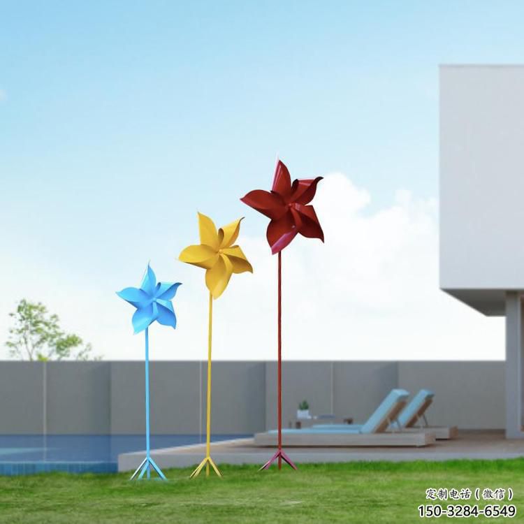 房地產(chǎn)風(fēng)車雕塑 現(xiàn)代風(fēng)動雕塑 幾何旋轉(zhuǎn)雕塑