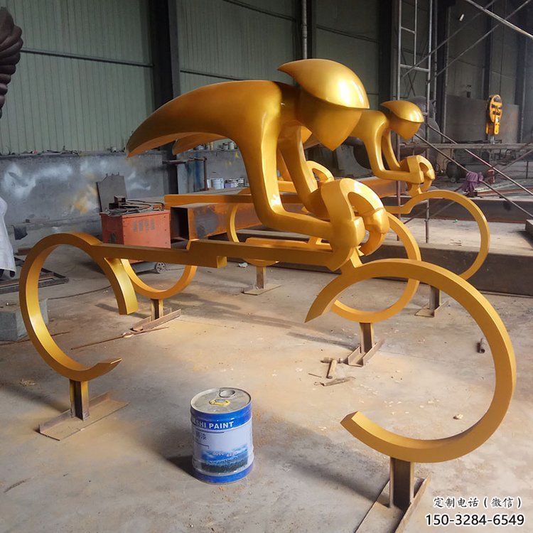 商業街自行車雕塑 烤漆運動員雕塑 彩繪體育雕塑