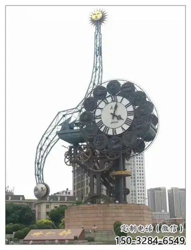 現代鐘表雕塑廠家 大型別墅區時鐘雕塑 彩繪雕塑