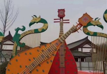 琵琶雕塑 景觀樂器雕塑 噴漆音樂雕塑