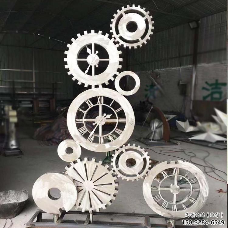 幾何齒輪雕塑 發光公園機械雕塑 大門口工業雕塑