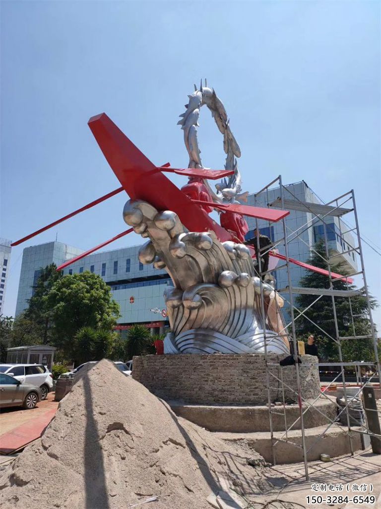 龍舟雕塑 景觀校園競賽雕塑 商業街劃槳雕塑