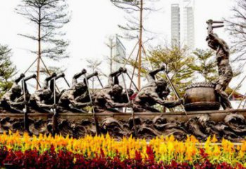 龍舟雕塑 拉絲劃槳雕塑 步行街競賽雕塑